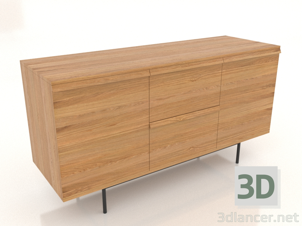 3d model Chest of drawers 2 METAL 1500x500x800 (natural oak) - preview