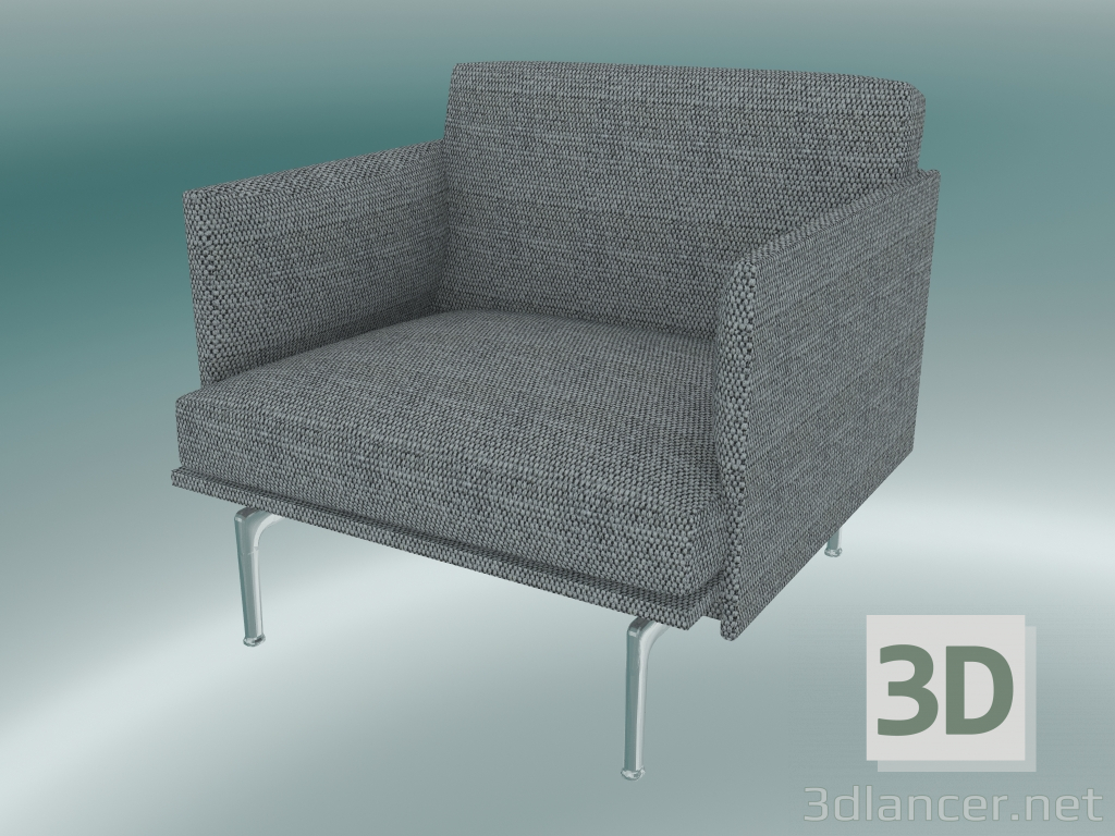 modello 3D Sedia studio Outline (Vancouver 14, alluminio lucidato) - anteprima