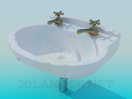 modelo 3D Lavabo con dos grifos - escuchar modelo 3D Lavabo con dos grifos - escuchar