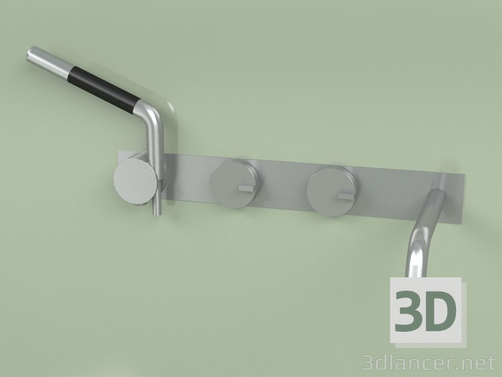 3d model Set of 2 hydro-progressive bath mixers with spout and hand shower (18 69 R, AS) - preview