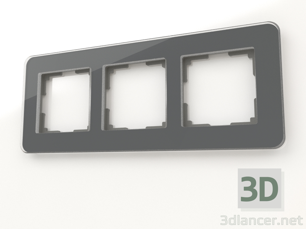 modèle 3D Cadre en verre pour 3 poteaux Elite (graphite) - preview