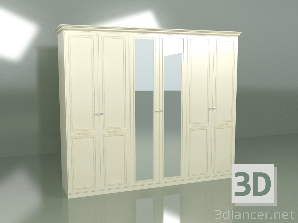 3d модель Шафа 6 дверей із дзеркалом ВН 1603 – превью