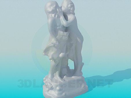 3d модель Мальчик целует девочку – превью 3d модель Мальчик целует девочку – превью