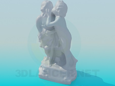 3d модель Мальчик целует девочку – превью 3d модель Мальчик целует девочку – превью
