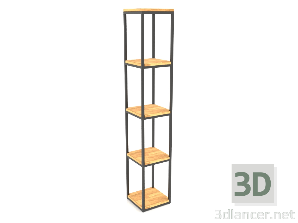 modello 3D Scaffale quadrato grande (PAVIMENTO LEGNO, 30x30x170, 5 ripiani) - anteprima