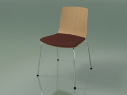 Sandalye 3973 (4 metal ayak, koltukta yastık, meşe)