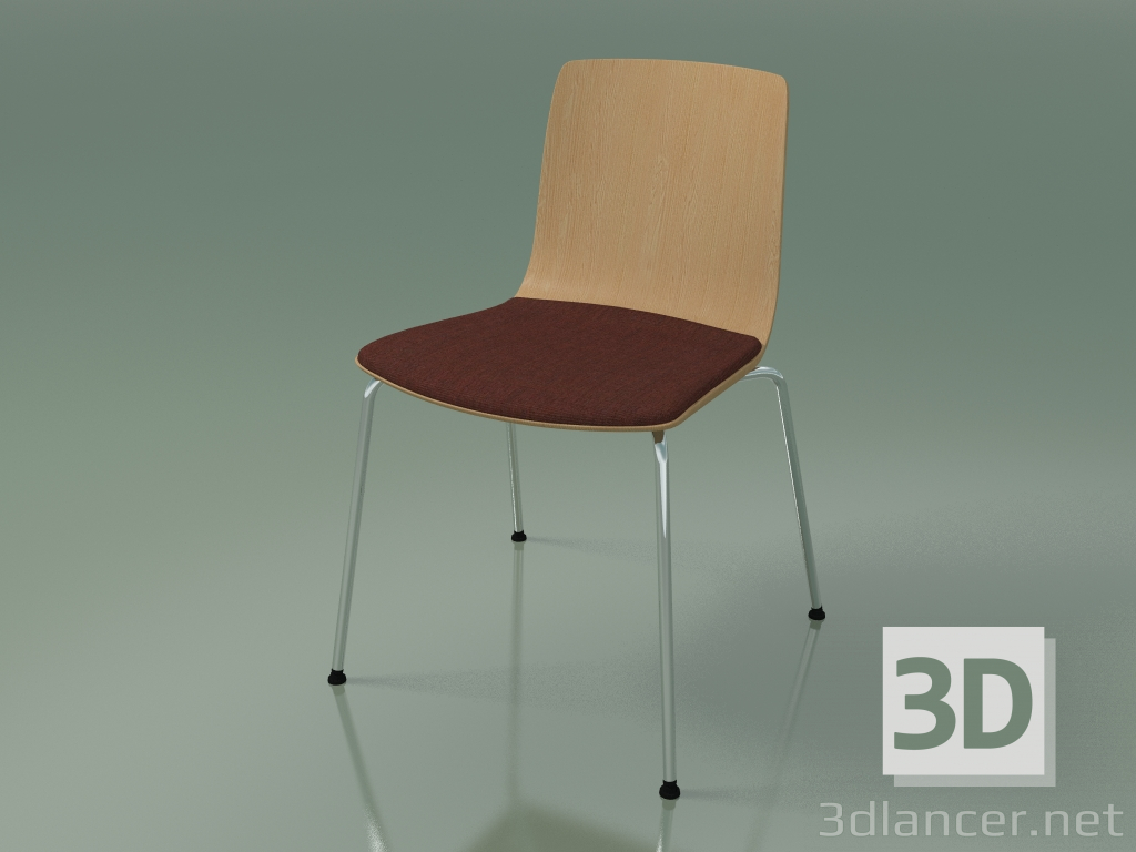 3d model Silla 3973 (4 patas de metal, con una almohada en el asiento, roble) - vista previa