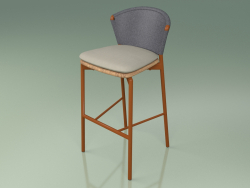 Bar stool 050 (Gray, Metal Rust, Teak)