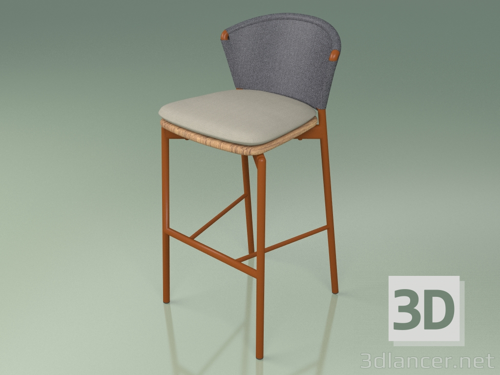3d model Bar stool 050 (Gray, Metal Rust, Teak) - preview