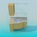 modello 3D mobile lavabo angolare - anteprima