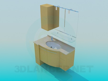 3d модель Меблі під умивальник в кут – превью 3d модель Меблі під умивальник в кут – превью