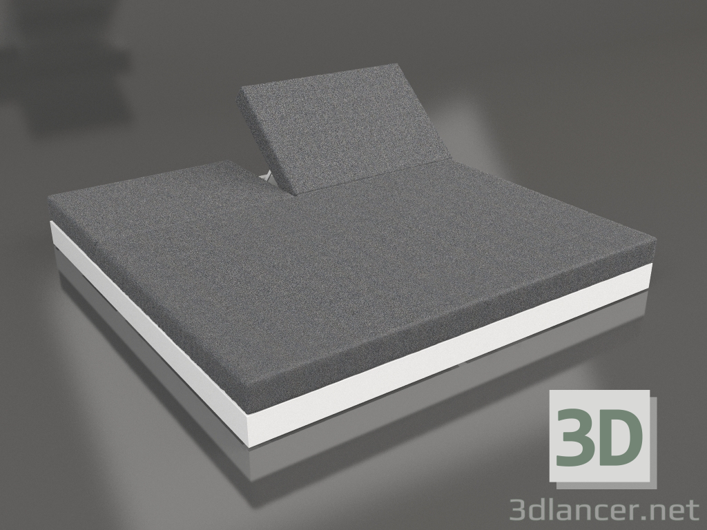 modèle 3D Lit avec dossier 200 (Blanc) - preview