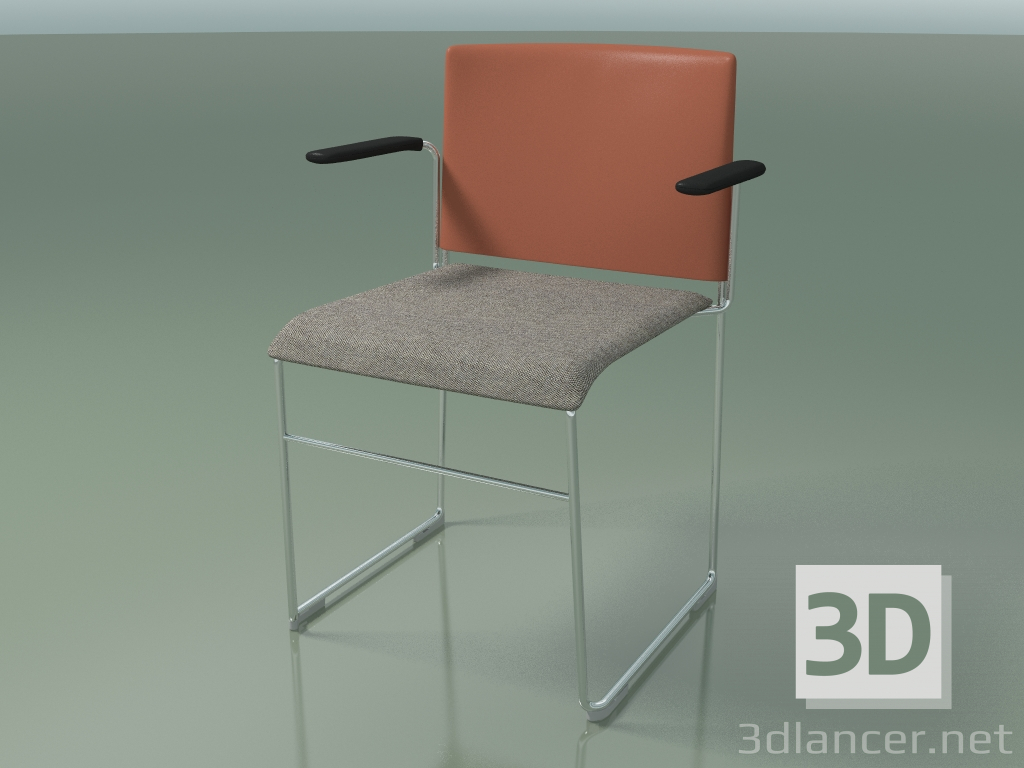 3d model Stackable chair with armrests 6604 (seat upholstery, polypropylene Rust, CRO) - preview