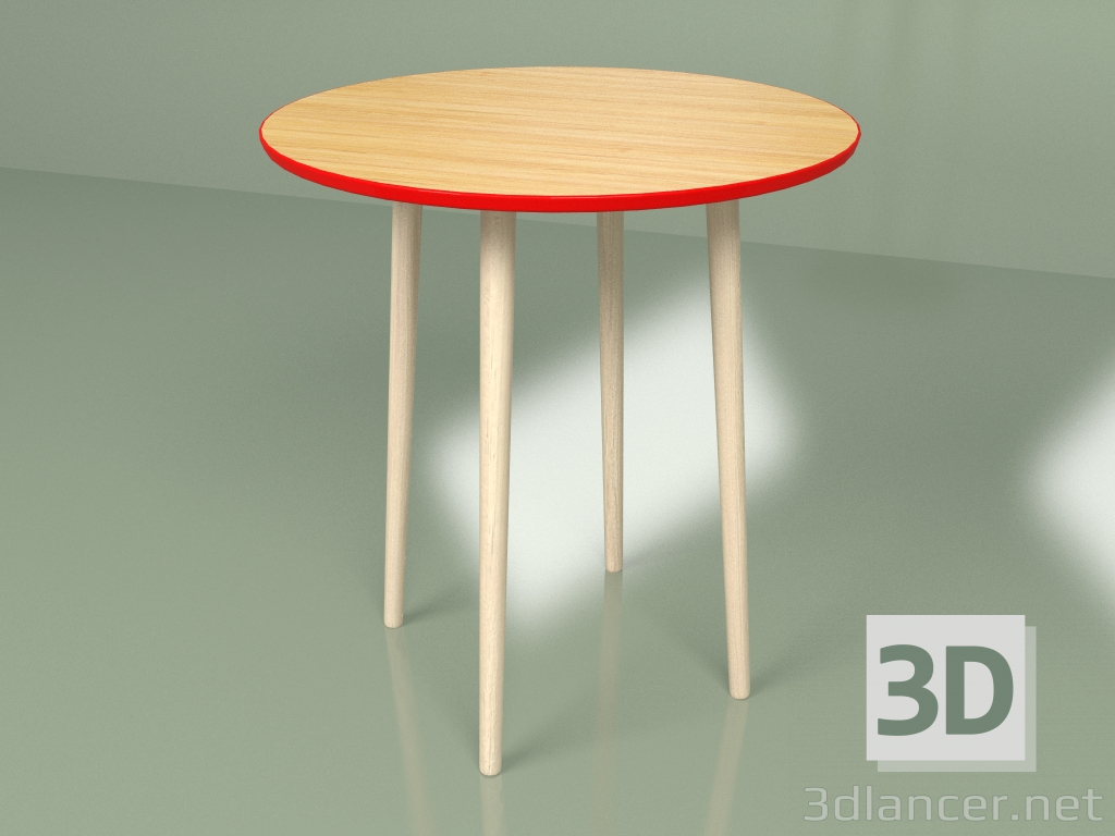 modello 3D Tavolo rotondo Sputnik 70 cm impiallacciato (rosso) - anteprima