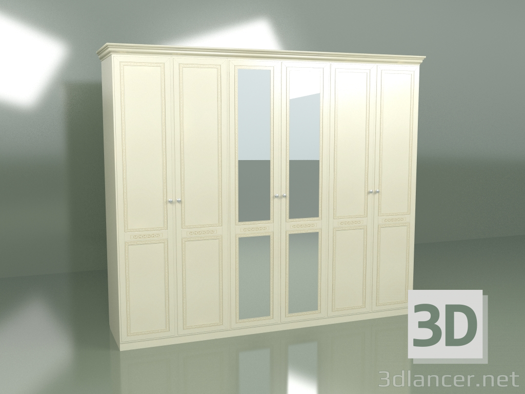 3d модель Шкаф 6 дверей с зеркалом ВН 1603-1 – превью
