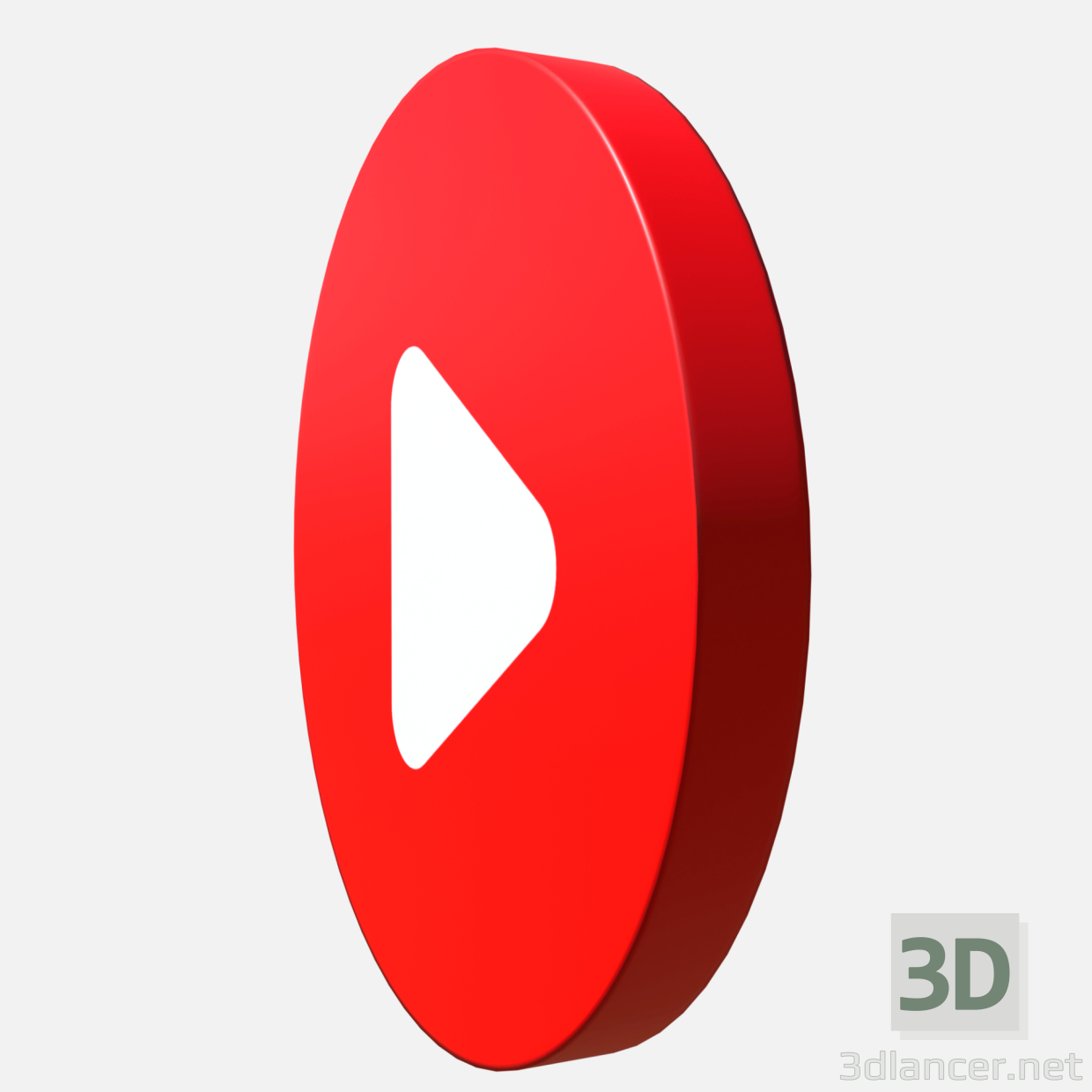 3d Youtube logo circle model buy - render