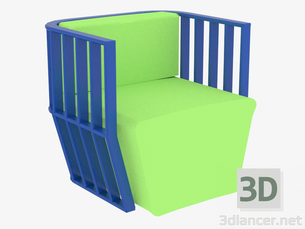 3D Modell Sessel in Lederpolsterung und Holzrahmen Scratch - Vorschau