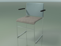 Cadeira empilhável com braços 6604 (estofamento de assento, polipropileno Petrol, CRO)