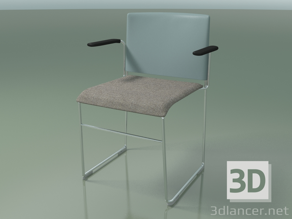 modello 3D Sedia impilabile con braccioli 6604 (rivestimento seduta, polipropilene Benzina, CRO) - anteprima