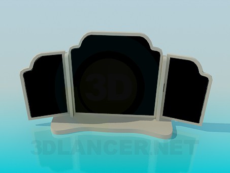 modèle 3D miroir à trois feuilles - preview