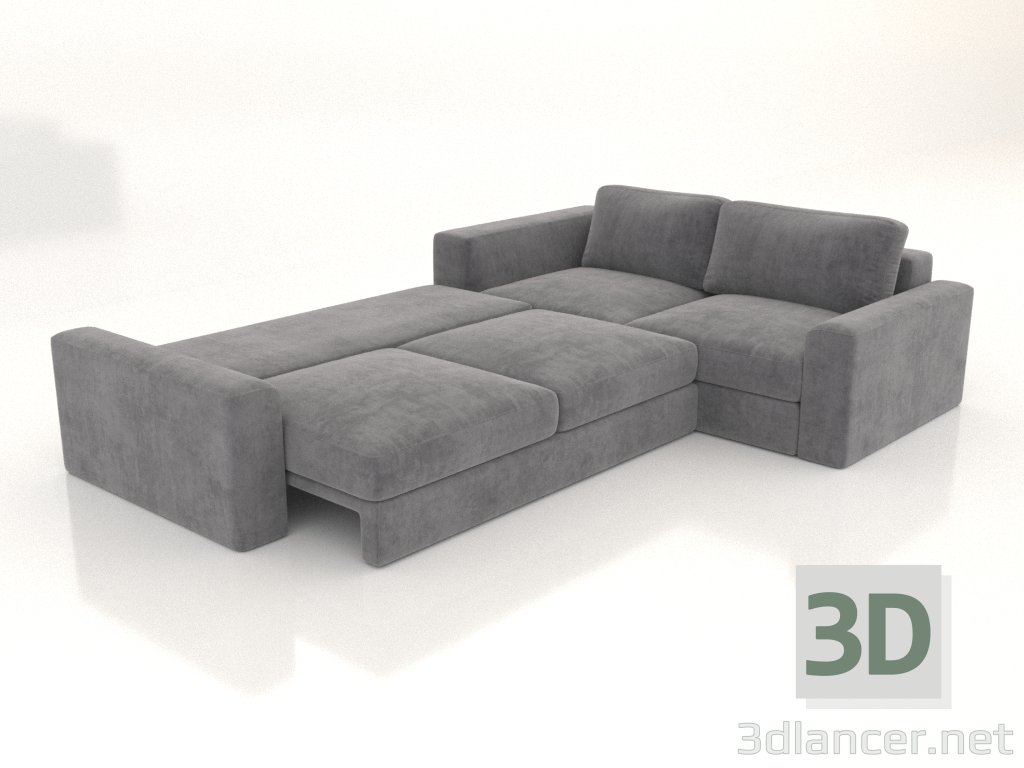modèle 3D Canapé d'angle PALERMO (déplié, rembourrage option 3) - preview
