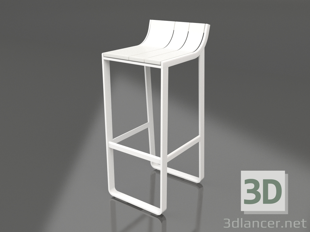 modèle 3D Tabouret à dossier bas (Blanc) - preview