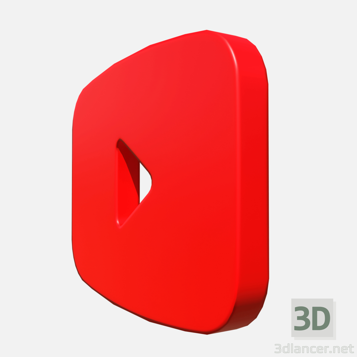 3D Youtube logosu dikdörtgen modeli satın - render