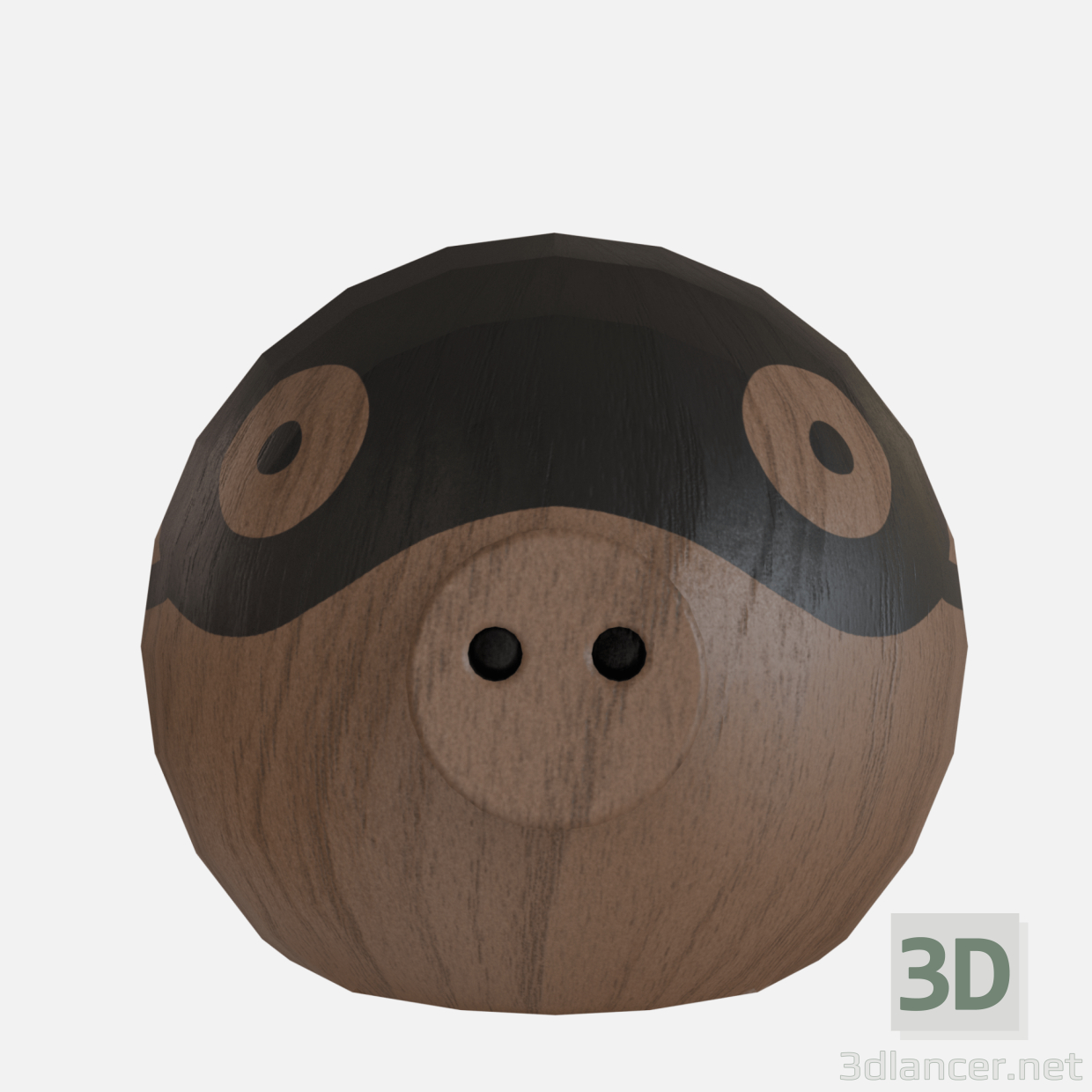 3d model cerdo de madera - vista previa