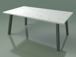 Mesa de comedor exterior InOut (134, aluminio lacado gris, mármol blanco de Carrara)