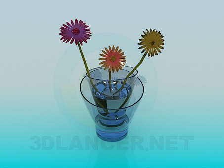 modelo 3D Florero de cristal doble con crisantemo - escuchar modelo 3D Florero de cristal doble con crisantemo - escuchar