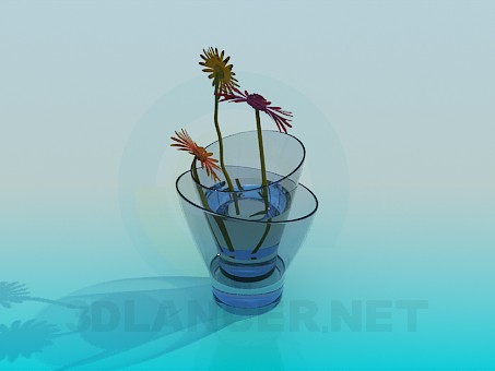 modelo 3D Florero de cristal doble con crisantemo - escuchar modelo 3D Florero de cristal doble con crisantemo - escuchar