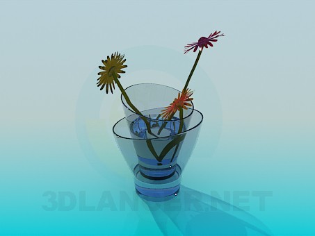 modelo 3D Florero de cristal doble con crisantemo - escuchar modelo 3D Florero de cristal doble con crisantemo - escuchar