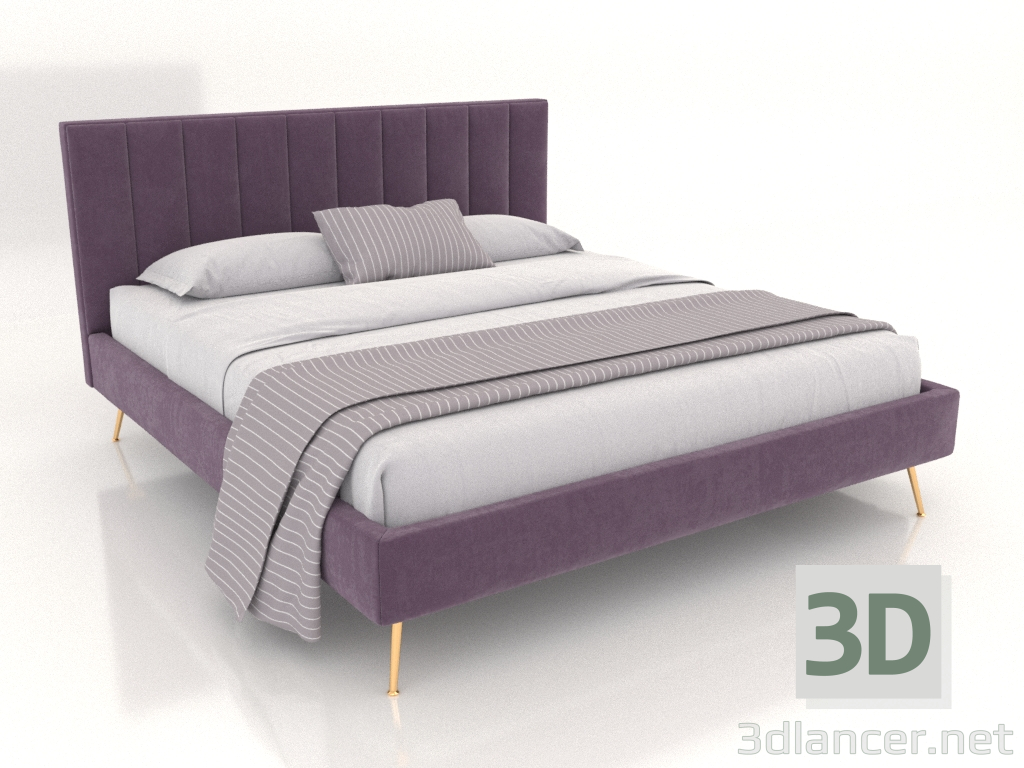 modello 3D Letto matrimoniale Deangelo Queen con testiera - anteprima