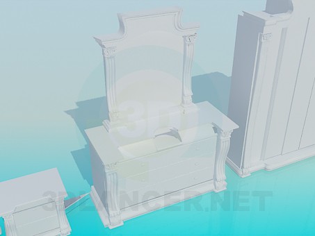 modelo 3D Un conjunto de muebles en el dormitorio - escuchar modelo 3D Un conjunto de muebles en el dormitorio - escuchar