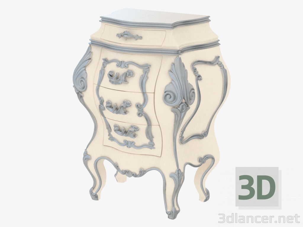 3D Modell Geschnitzter Nachttisch (Art. 14210) - Vorschau