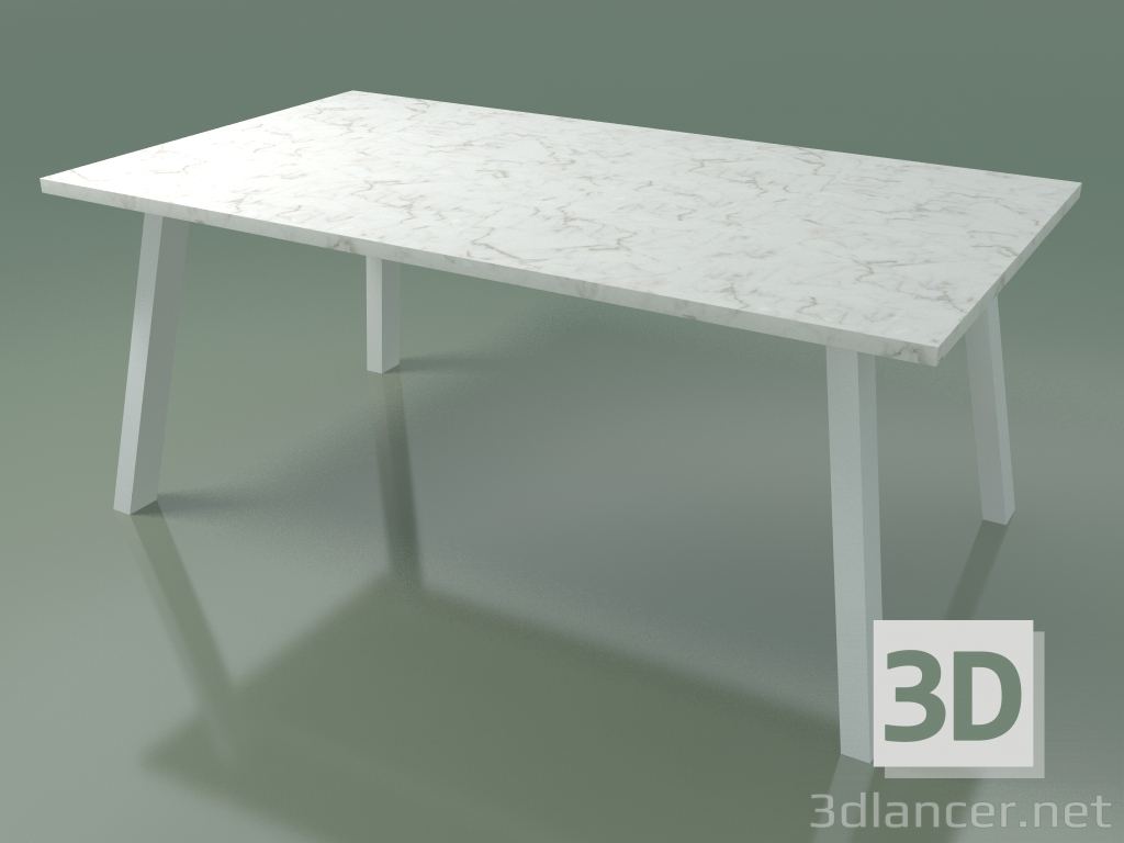 3d model Outdoor dining table InOut (134, White Lacquered Aluminum, White Carrara Marble) - preview