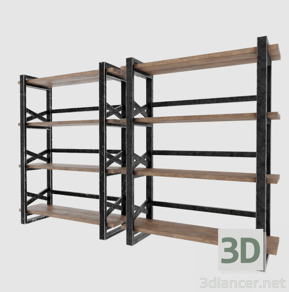 3d LOFT style shelving model buy - render