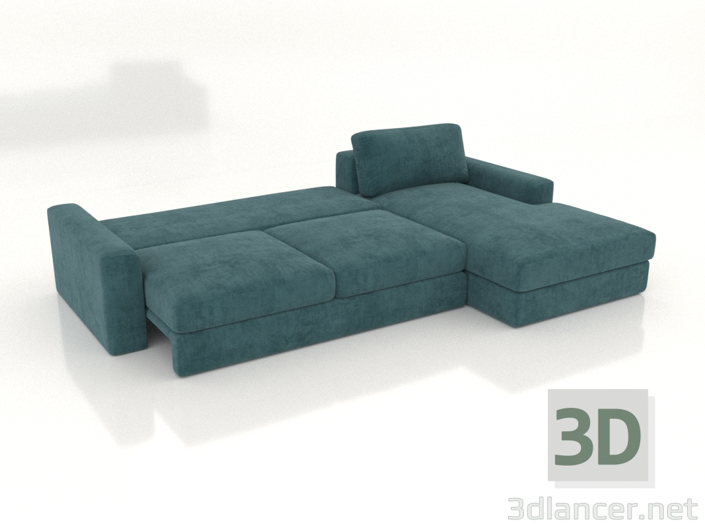 3d model PALERMO sofa with ottoman (unfolded, upholstery option 2) - preview