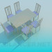 modello 3D Tavolo da pranzo e sedie compresi - anteprima