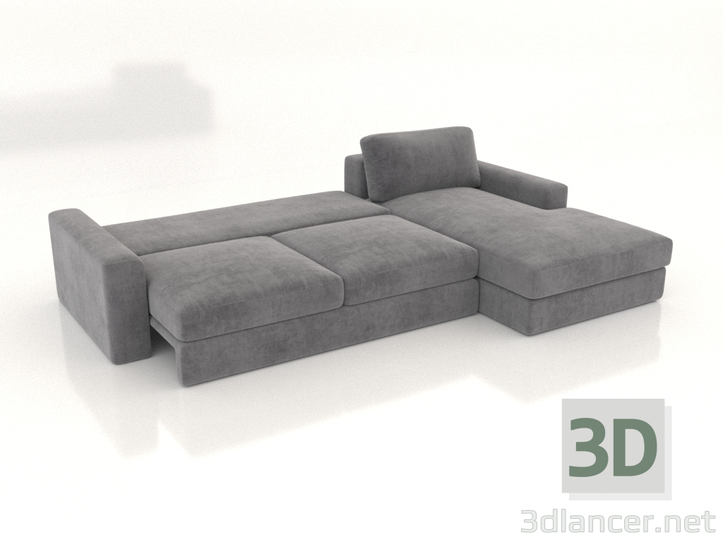 3d model PALERMO sofa with ottoman (unfolded, upholstery option 3) - preview