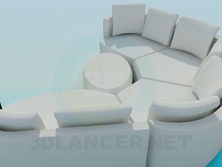 modelo 3D Sofá modular con Puffs oval - escuchar modelo 3D Sofá modular con Puffs oval - escuchar