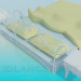 3D Modell Bett mit Beistelltische - Vorschau