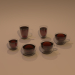 Set de vasos de vidrio 3D modelo Compro - render