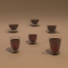 3d Set of glass cups model buy - render