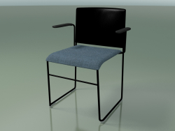 Cadeira empilhável com braços 6604 (estofo do assento, polipropileno preto, V25)