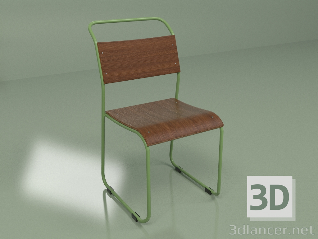 3d model Chair Church (matt green) - preview