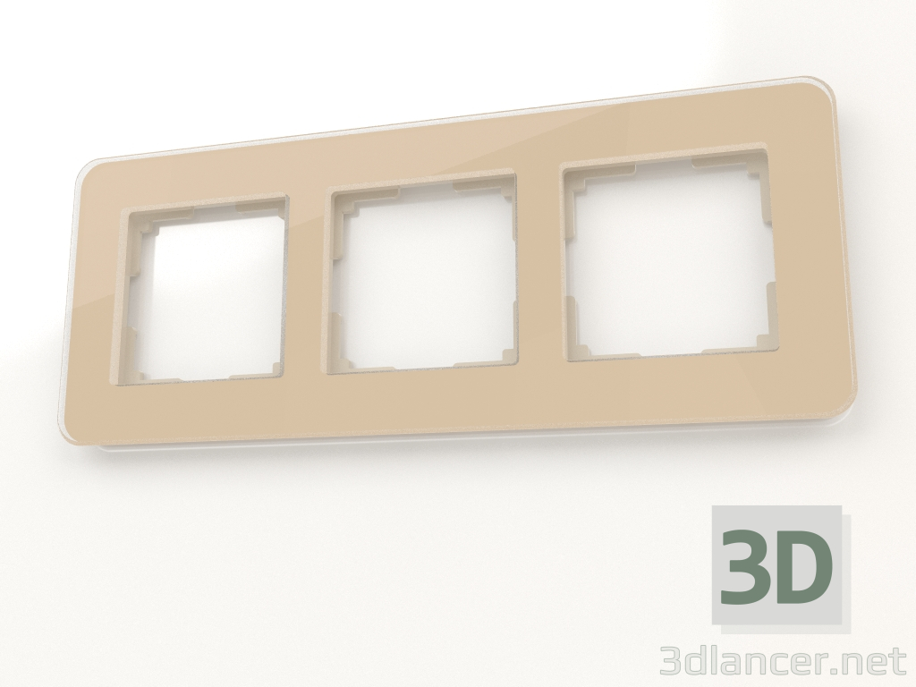 modello 3D Cornice in vetro per 3 montanti Elite (avorio) - anteprima