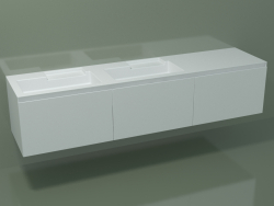 Double washbasin with drawers (sx, L 216, P 50, H 48 cm)