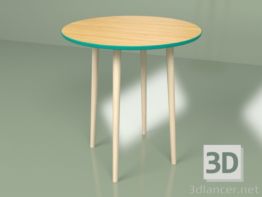 3D Modell Runder Tisch Sputnik 70 cm Furnier (türkis) - Vorschau