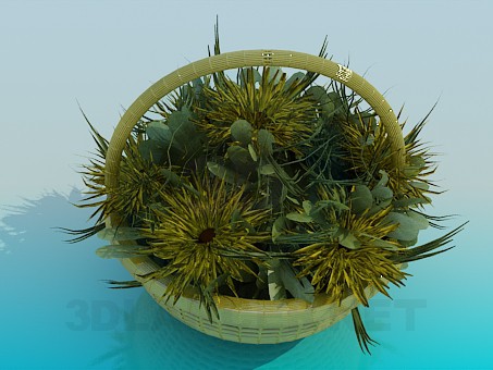 modelo 3D Cesta con flores - escuchar modelo 3D Cesta con flores - escuchar